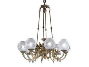 LARRY 1166/8 - Antique Brass chandelier with glasses _ Possoni Illuminazione